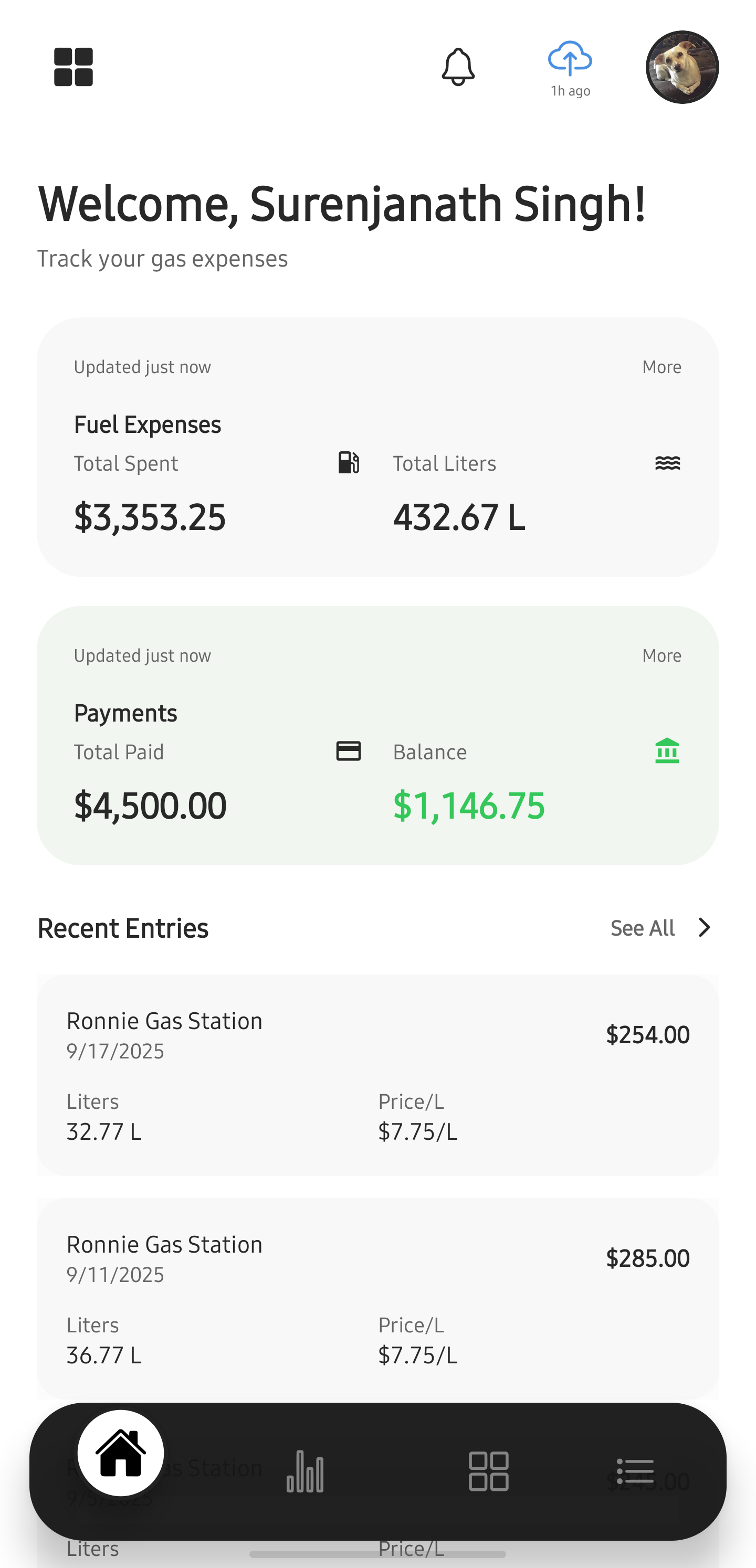 Gas Tracker App Screenshot